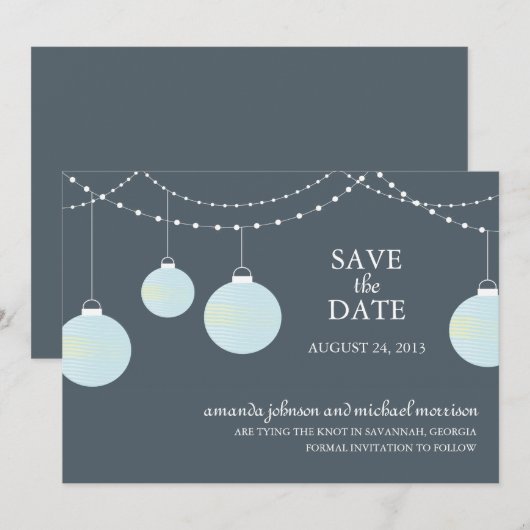 Papieren lantaarnbruiloft sparen de datum save the date (Voorkant / Achterkant)