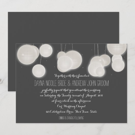 Papieren lantaarns bruiloft kaart (Voorkant / Achterkant)