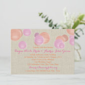 Papieren Lantaarns Koraal Roze Rustiek Huwelijk Kaart (Staand voorkant)