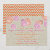 Papieren Lantaarns Koraal Roze Rustiek Huwelijk Kaart (Voorkant / Achterkant)