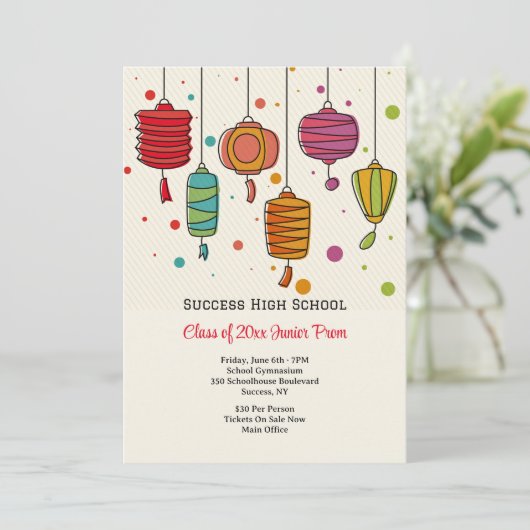 Papieren lantaarns Prom uitnodiging (Staand voorkant)