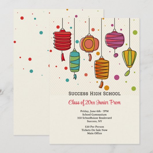 Papieren lantaarns Prom uitnodiging (Voorkant / Achterkant)