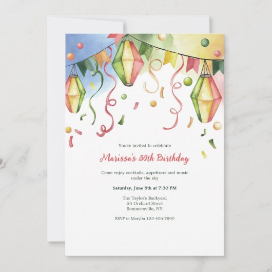 Papieren Lantaarns Uitnodiging (Voorkant)