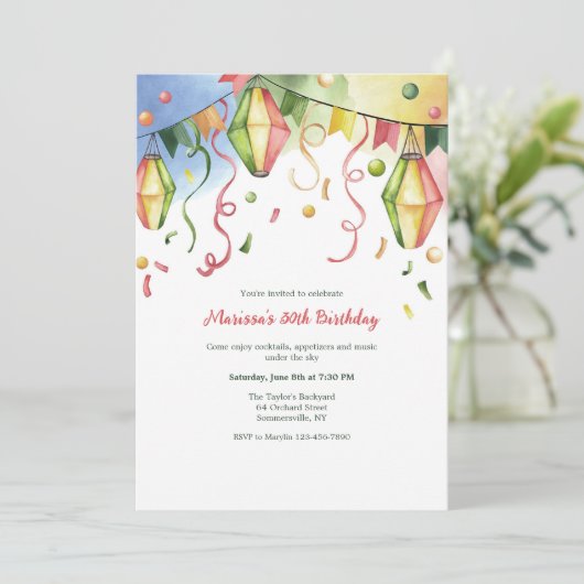 Papieren Lantaarns Uitnodiging (Staand voorkant)