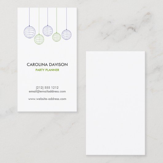 PAPIEREN LANTAARNS VISITEKAARTJE (Voorkant / Achterkant)