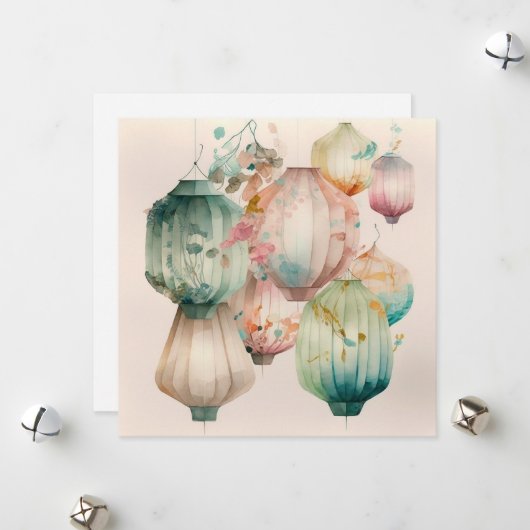 papieren lantaarns Wenskaart Feestdagenkaart (Voorkant / Achterkant in situ)