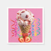 Papieren luiers, aardbeienijsje, gelukkige verjaar servet (Voorkant)