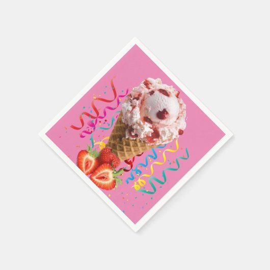 Papieren luiers, aardbeienijsje, gelukkige verjaar servet (Hoek)