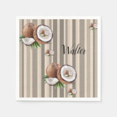 Papieren luiers, amandelbeige streep servet (Voorkant)