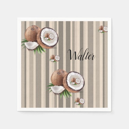 Papieren luiers, amandelbeige streep servet (Voorkant)