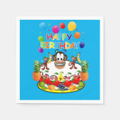 Papieren luiers, apen Happy Birthday Fruit Cake Servet (Voorkant)