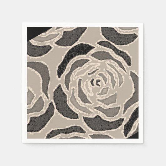 Papieren luiers, Beige Black Leopard Napkins Servet (Voorkant)