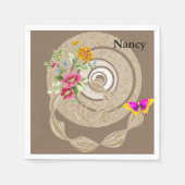 Papieren luiers, beige Floral Servet (Voorkant)