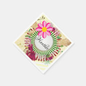 Papieren luiers, beige gouden strepen bloemen servet (Hoek)