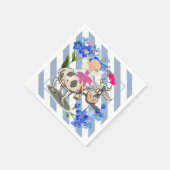 Papieren luiers, blauwe en witte strepen Koe Servet (Hoek)