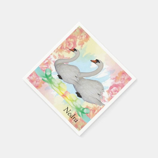 Papieren luiers, Floral Swans Servet (Hoek)