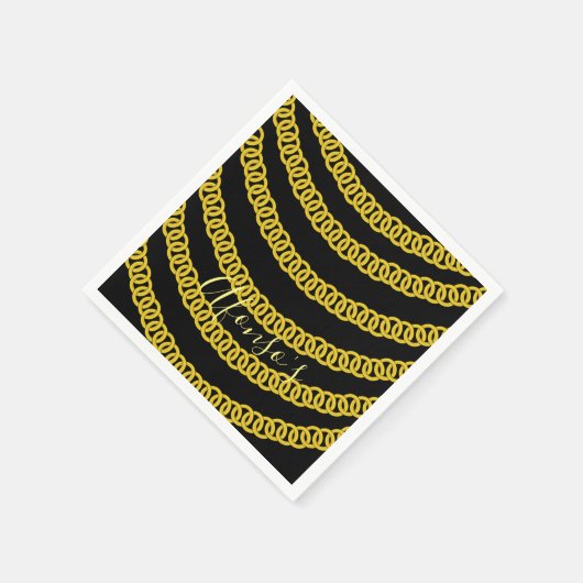 Papieren luiers, goudketting zwart servet (Hoek)