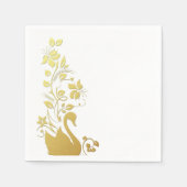 Papieren luiers, goudzwanenFloral Servet (Voorkant)