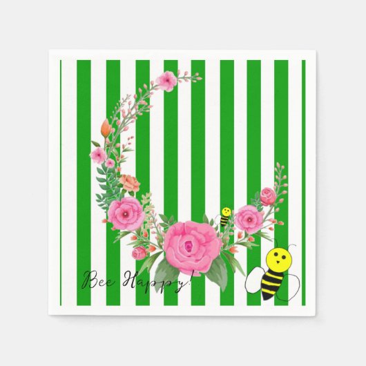 Papieren luiers, groene en witte streep fijn servet (Voorkant)