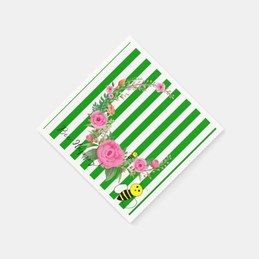 Papieren luiers, groene en witte streep fijn servet (Hoek)