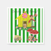 Papieren luiers, groene en witte strepe landenstij servet (Voorkant)