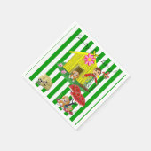 Papieren luiers, groene en witte strepe landenstij servet (Hoek)