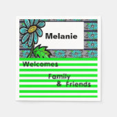 Papieren luiers, groene strepe Floral Servet (Voorkant)