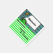 Papieren luiers, groene strepe Floral Servet (Hoek)