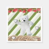 Papieren luiers, groene stripe White Teddy Bear Servet (Voorkant)