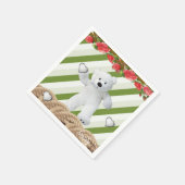 Papieren luiers, groene stripe White Teddy Bear Servet (Hoek)