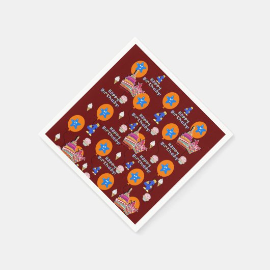 Papieren luiers, Happy 4th Birthday ballonnen #4 Servet (Hoek)