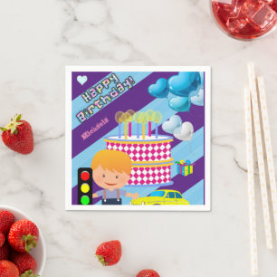 Papieren luiers, Happy Birthday Boy Car Cake Servet