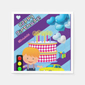 Papieren luiers, Happy Birthday Boy Car Cake Servet (Voorkant)