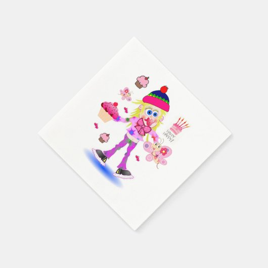 Papieren luiers, Happy Birthday Butterfly Wacky Gi Servet (Hoek)