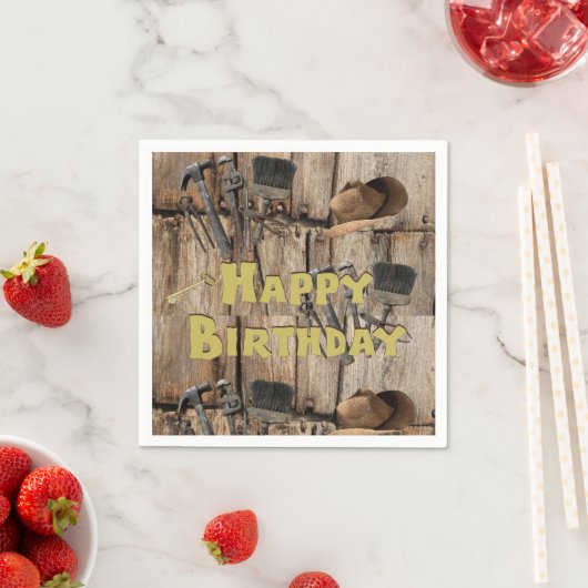 Papieren luiers, Happy Birthday Construction Tools Servet (Insitu)