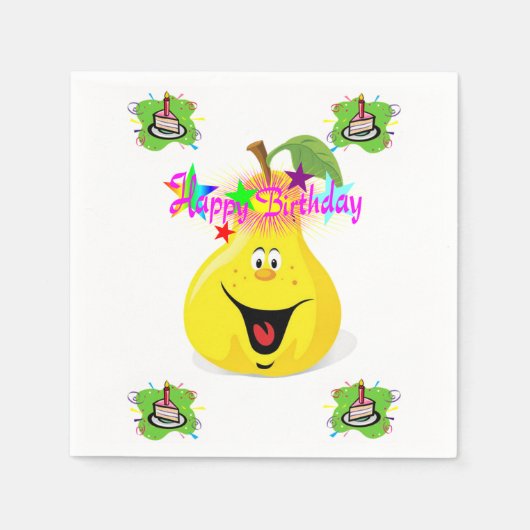 Papieren luiers, Happy Birthday Pear Cakes Servet (Voorkant)