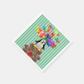 Papieren luiers, Happy Birthday Penguin Stripe Servet (Hoek)