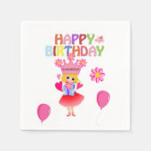 Papieren luiers, Happy Birthday Pink-ballonnen Servet (Voorkant)
