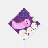 Papieren luiers, Happy Birthday Pink Worm Cupcake Servet (Hoek)