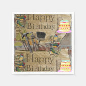 Papieren luiers, Happy Birthday  Tools Cake Servet (Voorkant)