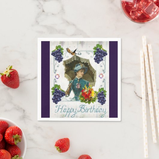 Papieren luiers, Happy Birthday Victoriaans druive Servet (Insitu)