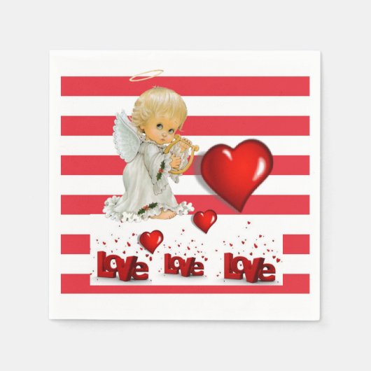 Papieren luiers, rode en witte Baby engel Servet (Voorkant)