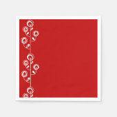 Papieren luiers, rode witte Floral Servet (Voorkant)