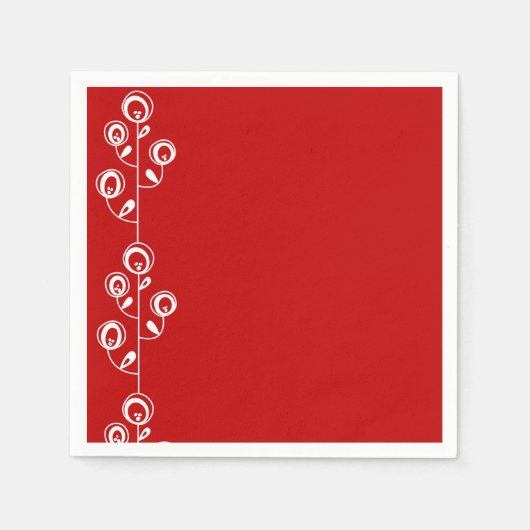 Papieren luiers, rode witte Floral Servet (Voorkant)