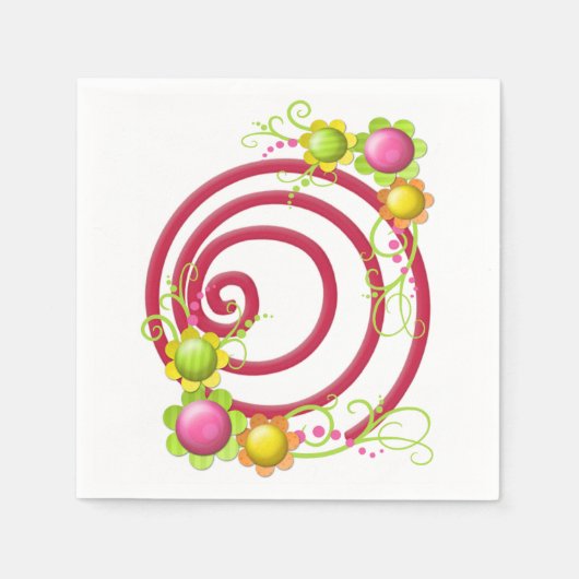 Papieren luiers, rode zilveren flora servet (Voorkant)