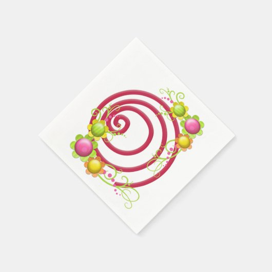 Papieren luiers, rode zilveren flora servet (Hoek)