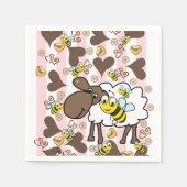 Papieren luiers, roze en witte tapijten, bijen servet (Voorkant)