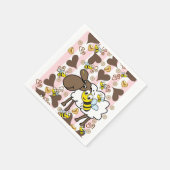 Papieren luiers, roze en witte tapijten, bijen servet (Hoek)