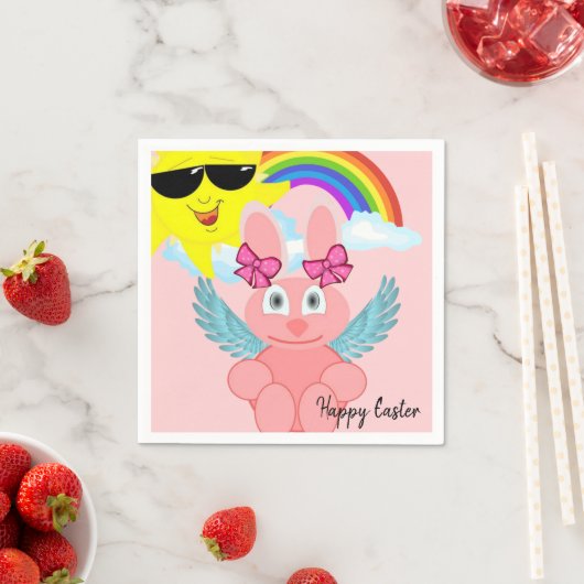 Papieren luiers, roze konijnenpaasmakerij servet (Insitu)