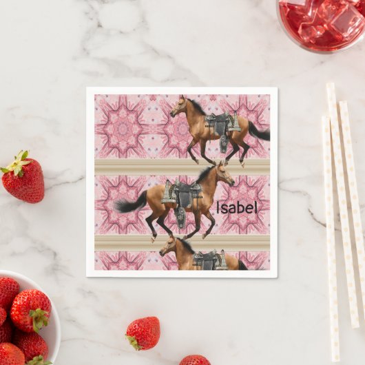 Papieren luiers, roze paarden servet (Insitu)